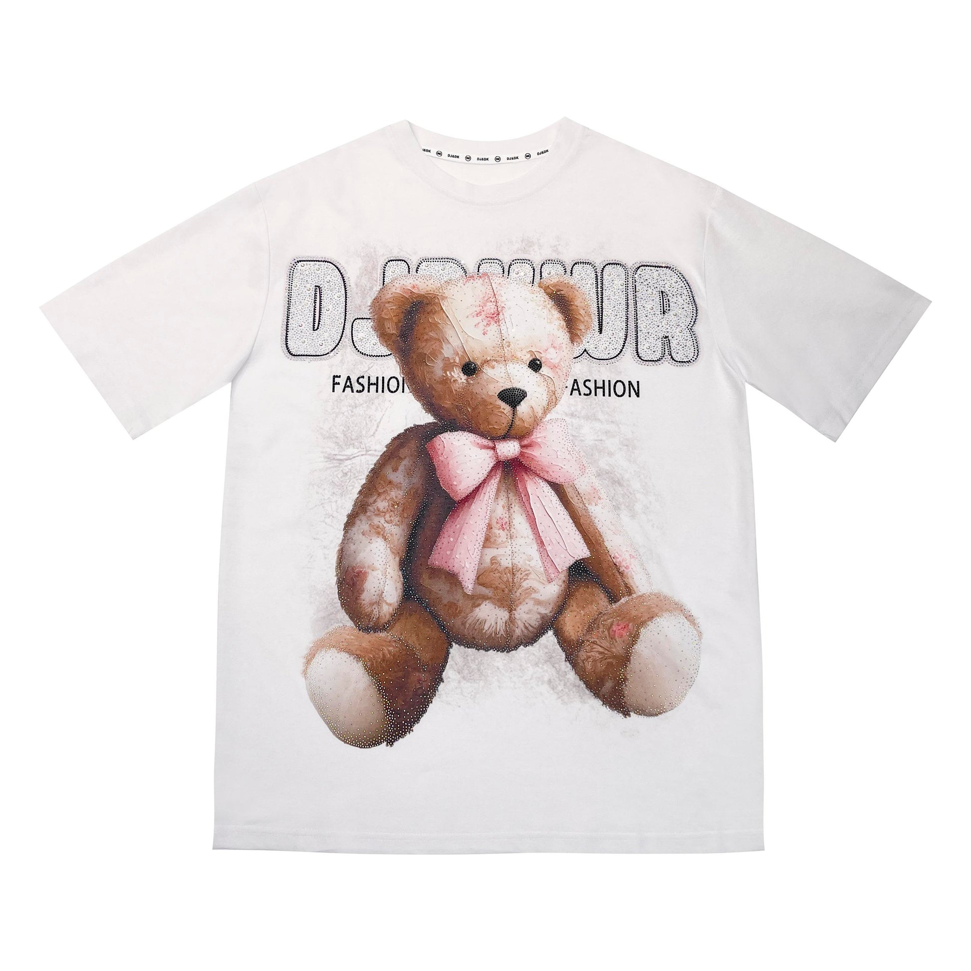 Luxglow-Luxury Cotton Lovely Teddy Bear Bow Knot T-shirt